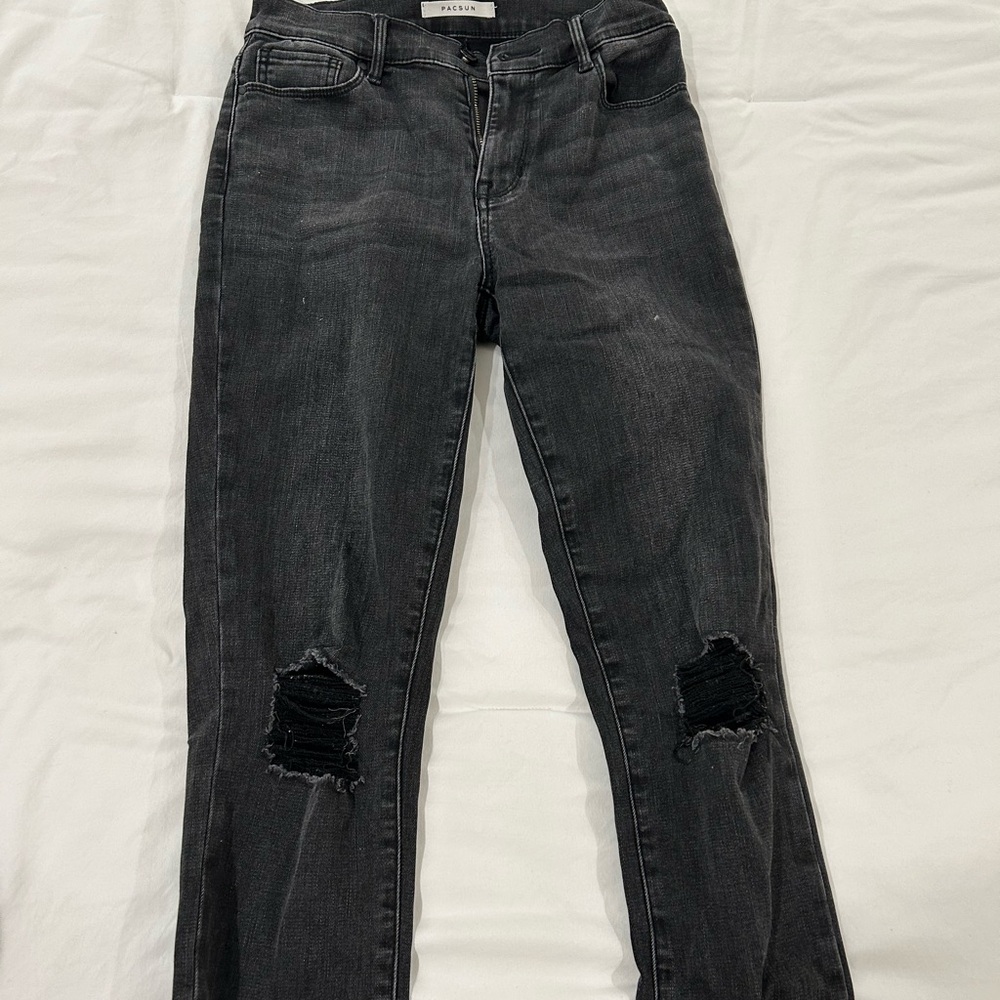 PacSun Charcoal Distressed Skinny Jeans